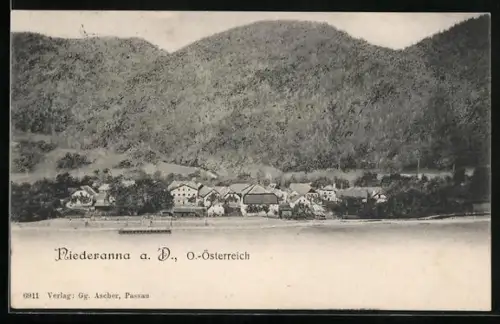 AK Hofkirchen im Mühlkreis, Niederanna an der Donau, Ortsansicht mit Bergpanorama