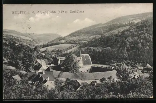 AK Edlitz a. d. Aspangbahn, Ortsansicht mit Kirche