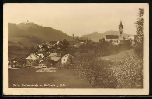 AK Unterweissenbach /O.-Oe., Ortsansicht mit Kaltenberg