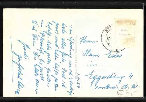 AK Eferding /O.-Ö., Totalansicht mit Friedhof, Fliegeraufnahme