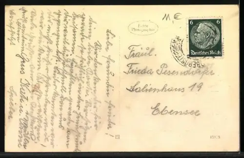 AK Altheim, Blick auf die Stadt mit Brücke