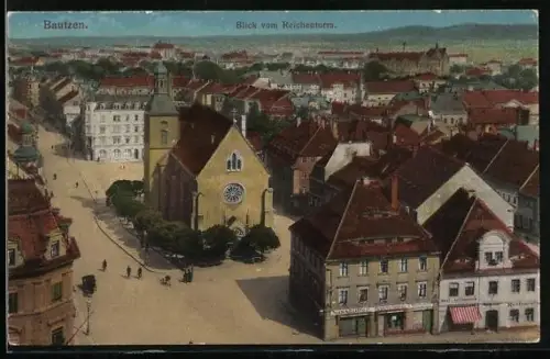 AK Bautzen, Blick vom Reichenturm auf die Kirche