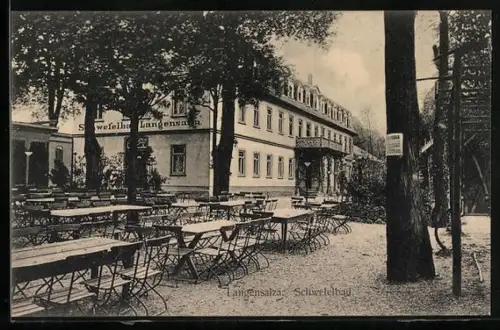 AK Langensalza, Cafe am Schwefelbad mit Gartenwirtschaft