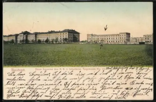 AK Bautzen, Blick auf die Neue Kaserne des K. S. Infanterie-Regiments Nr. 103