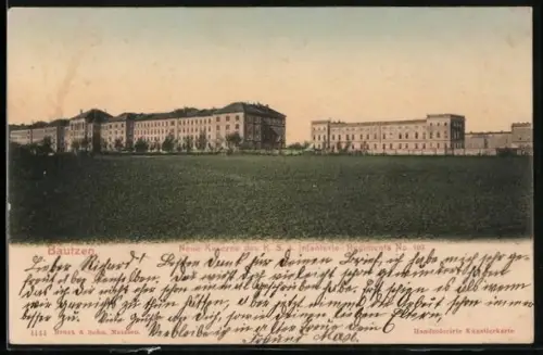 AK Bautzen, Neue Kaserne des K. S. 4. Infanterie-Regiments No. 103