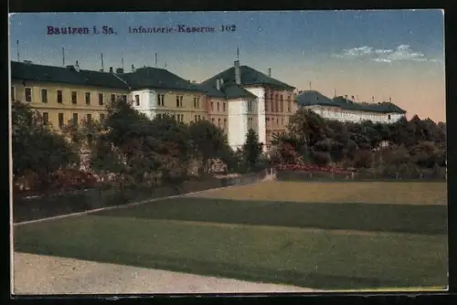AK Bautzen i. Sa., Blick auf die Infanterie-Kaserne 102