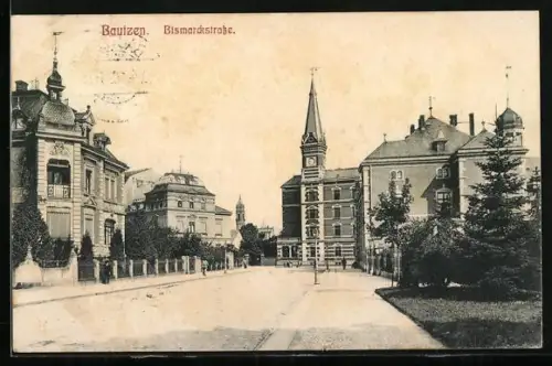 AK Bautzen, Blick in die Bismarckstrasse