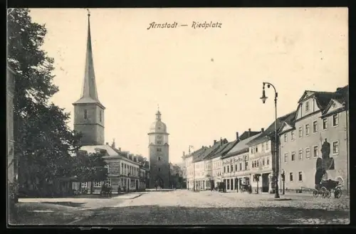AK Arnstadt, Riedplatz mit Kirche
