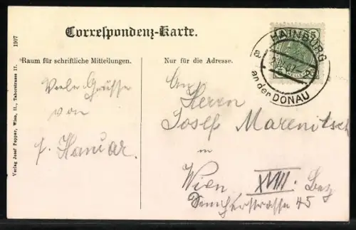 AK Hainburg a. d. Donau, Dampfer am Anleger, Blick auf den Ort