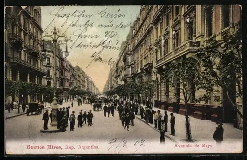 AK Buenos Aires, Strassenpartie mit Geschäften