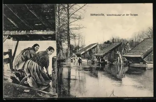 AK Betheniville, Waschhäuser an der Suippe