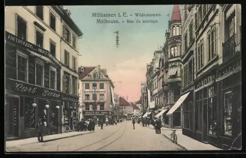AK Mulhouse-Mühlhausen, Rue du Sauvage, Wildemannstrasse