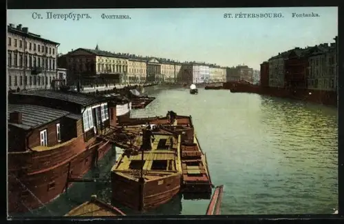 AK St. Petersburg, Fontanka, Boote am Ufer