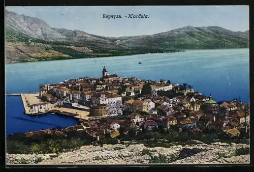 AK Korcula, Totalansicht aus der Vogelschau