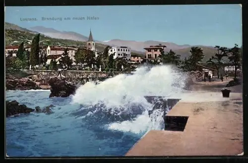 AK Lovrana, Brandung am neuen Hafen