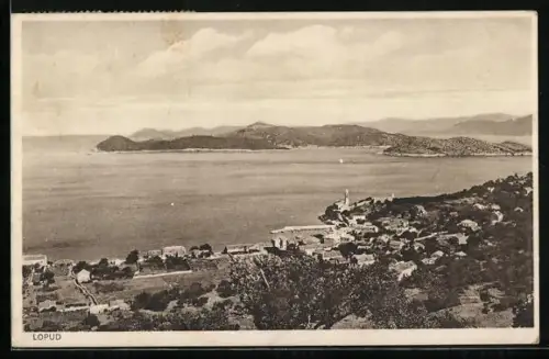 AK Lopud, Ortsansicht mit Hafen und Inseln