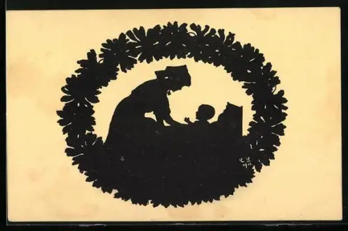 Künstler-AK Chemnitz, Margeritentag 1911, Scherenschnitt