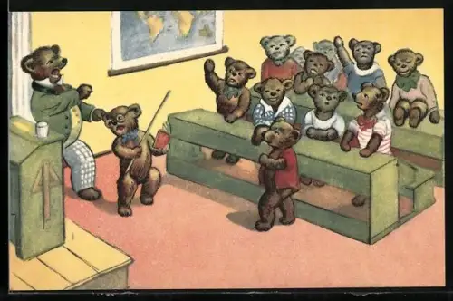 AK Teddybär beim Unterricht in der Schule