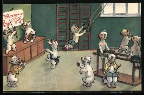 AK menschliche Hunde bei Turnunterreicht, Bonzo