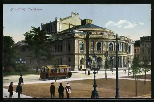 AK Düsseldorf, Strassenbahn am Stadttheater