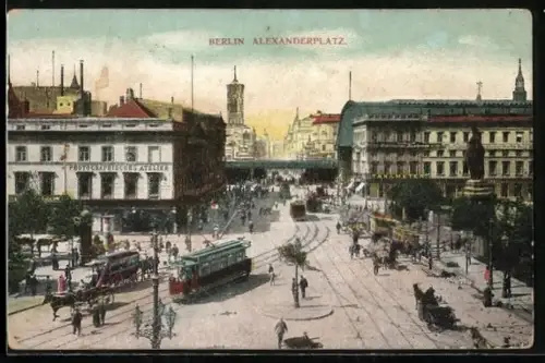 AK Berlin, Strassenbahn am Alexanderplatz