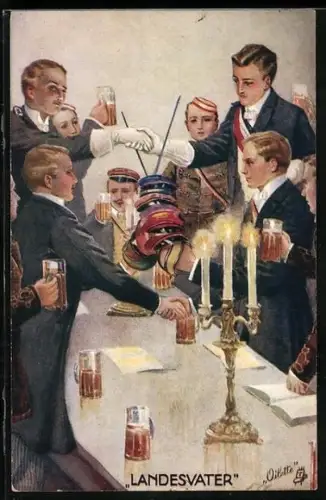 AK studentische Szene, Studentenschaft beim Biertrinken