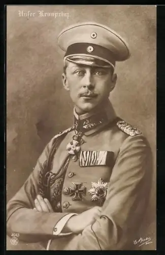 Künstler-AK Kronprinz Wilhelm von Preussen mit Schützenschnur