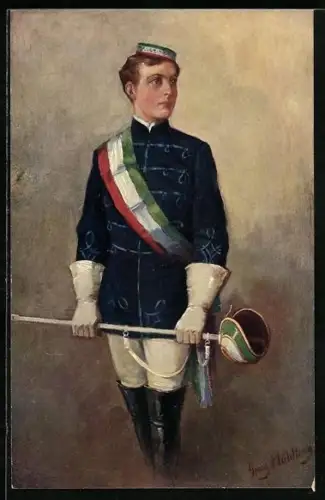 Künstler-AK Georg Mühlberg: Student in vollem Wichs