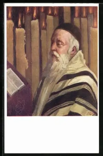 AK Jude mit Schrift und Kerzen