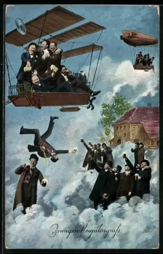 AK Prosit Neujahr!, Zecher in den Wolken in Flugzeug und Zeppelin
