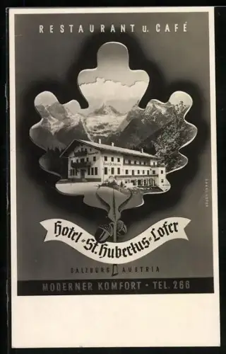 AK Lofer bei Salzburg, Restaurant Cafe Hotel St. Hubertus