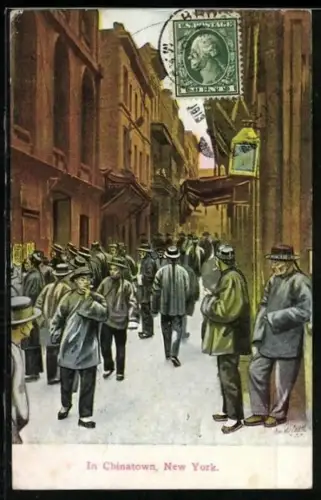 Künstler-AK Anwohner im New Yorker Chinatowm