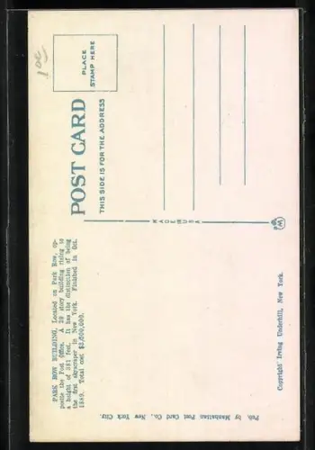 AK New York, Park Row Building, Strassenbahn