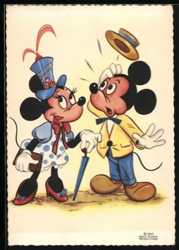 AK Mickey Maus ist erstaunt über den Hut von Minnie Maus