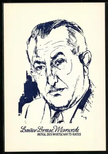 Künstler-AK Wahl zum Bundestag 1949, Bauer Breese, Marwede, Mitgl. des Wirtschafts-Rates