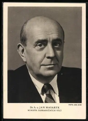 AK Porträt Dr. h.c. Jan Masaryks, Ministr zahranicnich veci