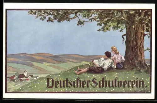 AK Deutscher Schulverein NR: 38, Paar unter einer Eiche