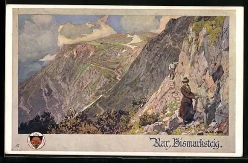 AK Deutscher Schulverein NR: 520, Rax, Bismarcksteig, Bergsteiger