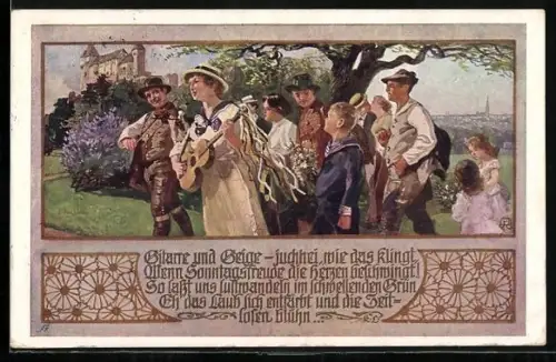 AK Deutscher Schulverein NR 732: Gitarre und Geige...