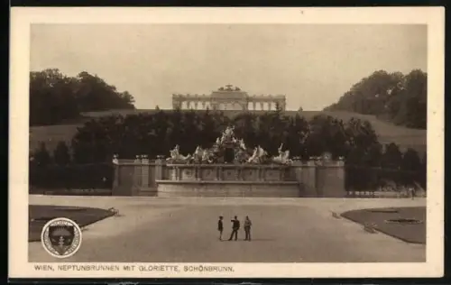 AK Deutscher Schulverein NR 242: Wien, Neptunbrunnen mit Gloriette, Schönbrunn