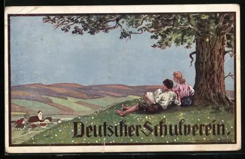 AK Deutscher Schulverein NR: 38, Paar unter einer Eiche