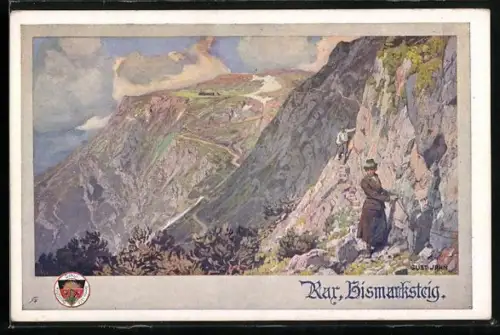 AK Deutscher Schulverein NR: 520, Rax, Bismarcksteig, Bergsteiger