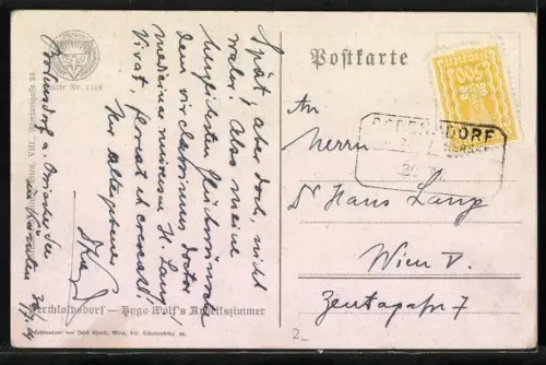 AK Deutscher Schulverein NR. 1318: Angela E. Adler: Morgenstimmung, der Schein der Morgensonne fällt durchs Fenster