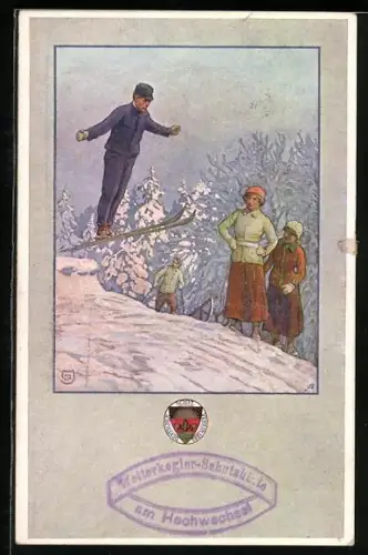 AK Deutscher Schulverein NR 265: Mann übt das Skispringen