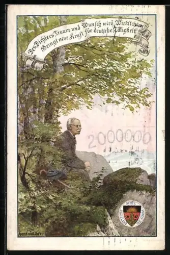 AK Deutscher Schulverein Nr. 105: Peter Rosegger, Des Dichters Traum und Wunsch wird Wirklichkeit