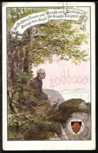 AK Deutscher Schulverein Nr. 105: Peter Rosegger, Des Dichters Traum und Wunsch wird Wirklichkeit