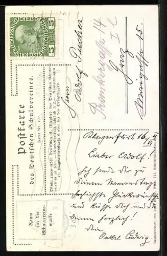 AK Deutscher Schulverein Nr. 109: Porträt Goethe`s Mutter