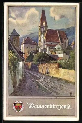 AK Deutscher Schulverein NR 162: Weissenkirchens, Strassenansicht mit Blick auf die Kirche