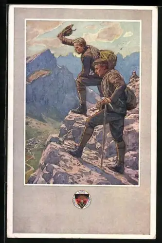 AK Deutscher Schulverein NR.342: Bergsteiger haben einen Berg erklommen
