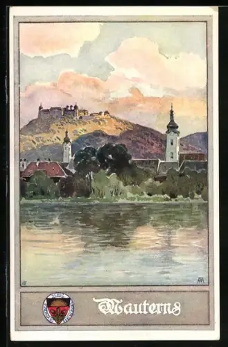 AK Deutscher Schulverein NR 178: Mautern an der Donau, Teilansicht mit Kirche